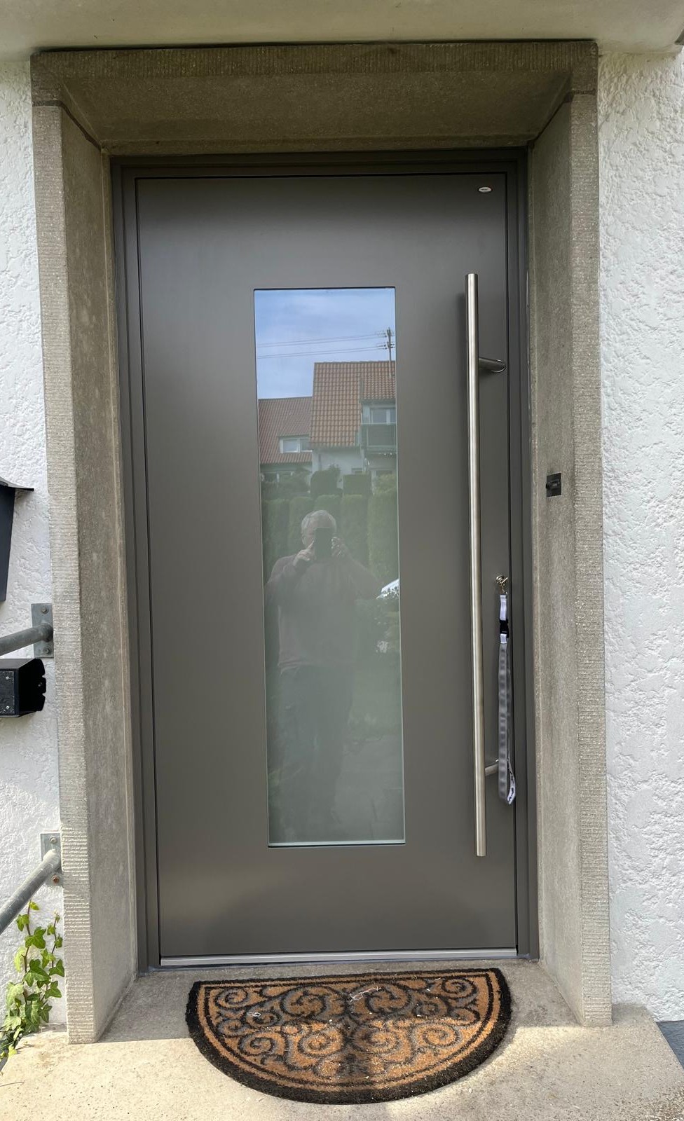 Haustür Anthrazit Satinato Edelstahl